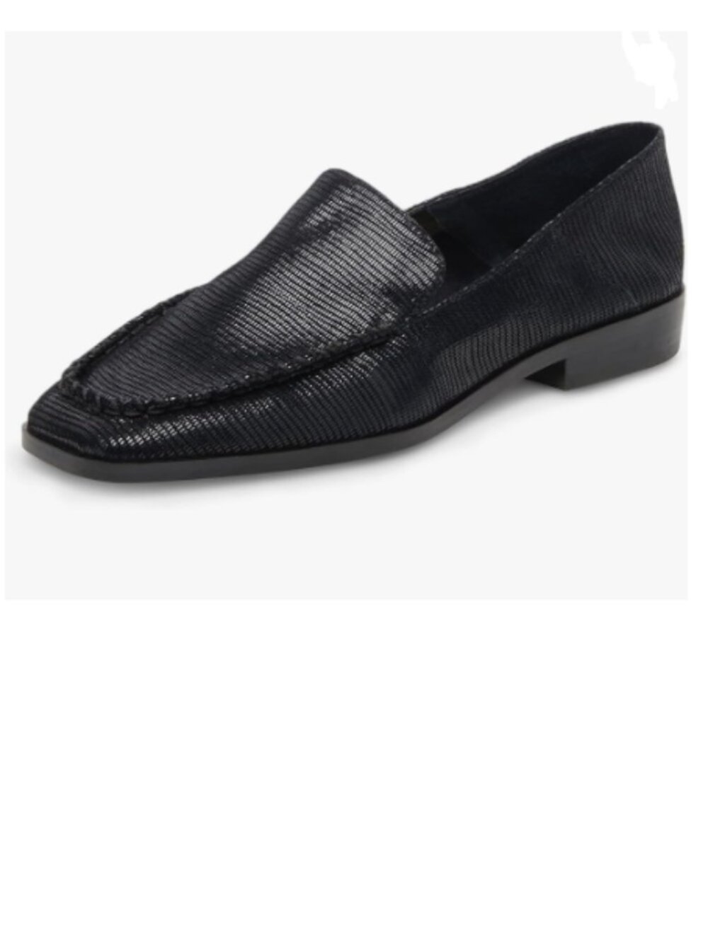 YDN Black Chunky Low Heeled Loafer Closed Squared Toe Slip On Office Shoes